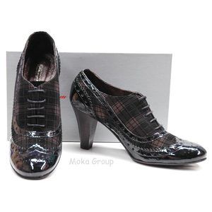 Progetto Glam Wingtip Retro Heels Lace Up Pumps 37 New